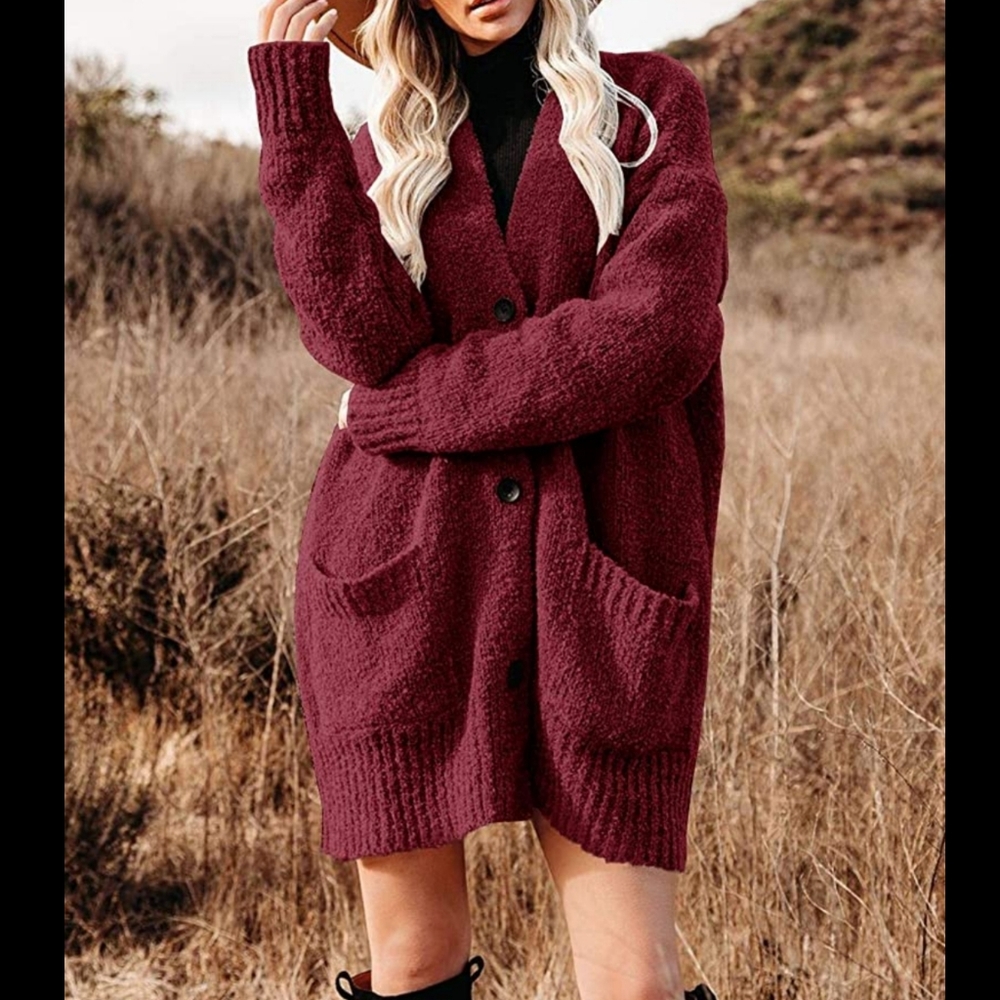 Womens Sweaters Open Front Knit Cardigan  Chunky Long Sleeve Outwear Coa…